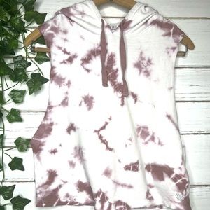 Forever 21 Sleeveless Crop Hoodie Purple Tie Dye XS
